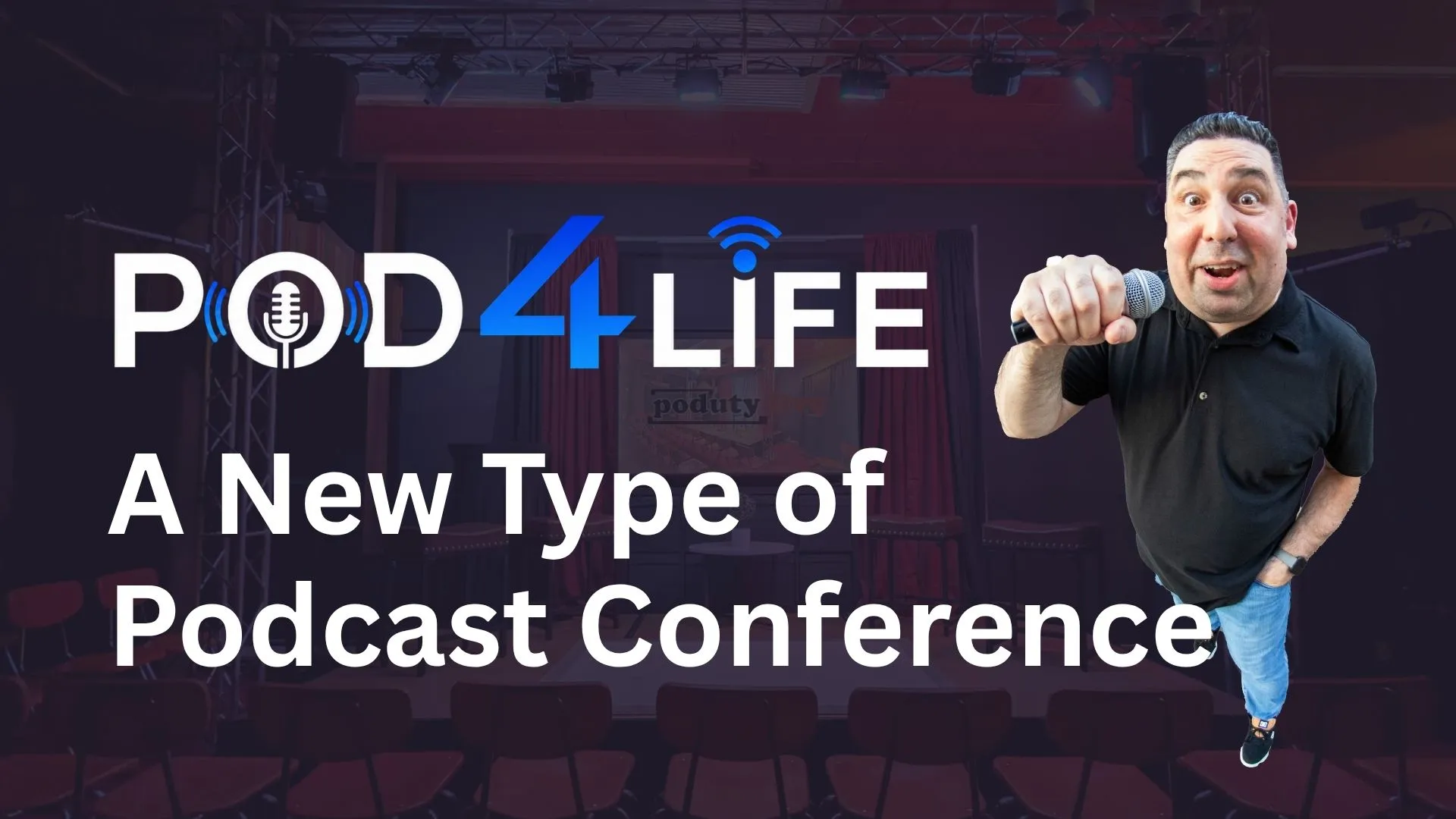 People gathered for a lively podcast community event